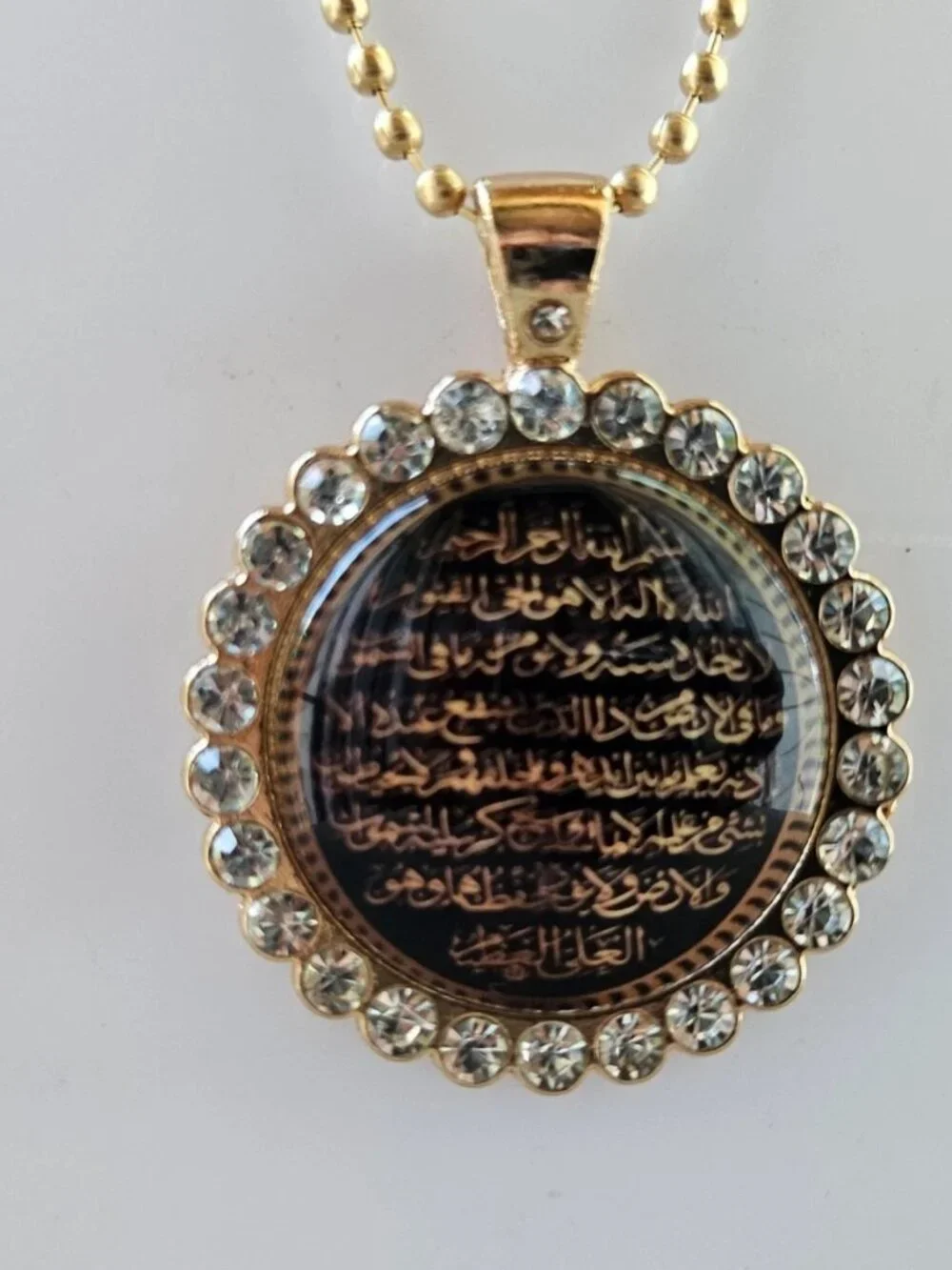 Aytul Qursi Necklace Cabochon Round Pendant Religious Fashion Jewelry NEW
